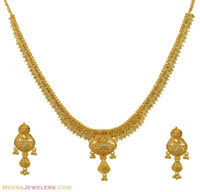 Indian 2 Tone Necklace Set (22K) ( 22 Kt Gold Sets )