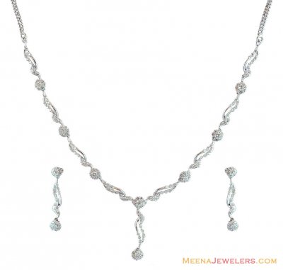 18K White Gold Necklace Set ( Diamond Necklace Sets )