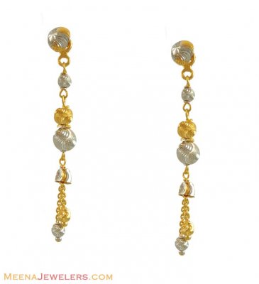 Two Tone Earrings (22K Gold) - ErFc11058 - 22k gold long earrings in ...
