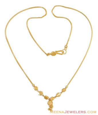 Indian Gold Necklace (16 Inches) - ChFc9831 - 22kt gold indian necklace ...