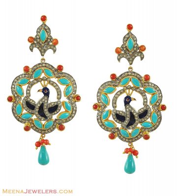 Peacock Earrings (Victorian Style) ( Diamond Victorian Jewelry )