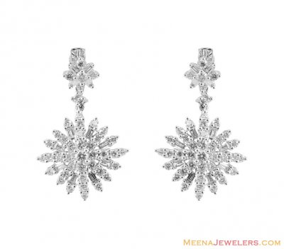 18K White Gold Diamond Earrings ( Diamond Earrings )