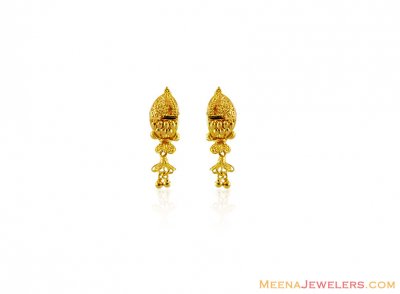 22k Beautiful Rectangular Earrings ( 22 Kt Gold Tops )