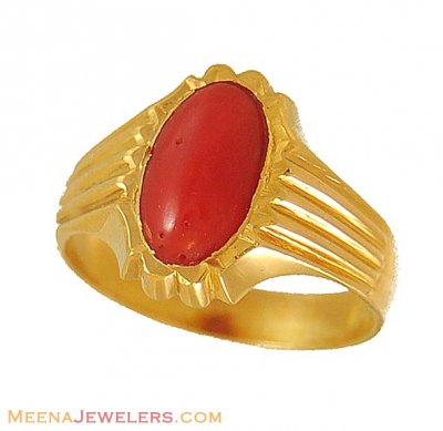 22K Coral Ring (Astrological) ( Astrological BirthStone Rings )