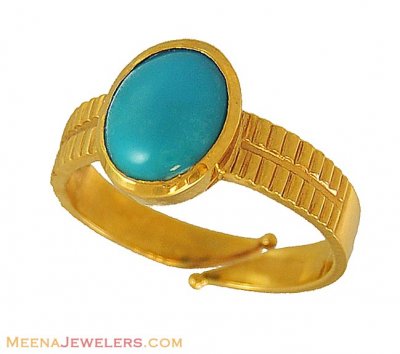 22kt Turquoise Ring (Feroza) ( Astrological BirthStone Rings )