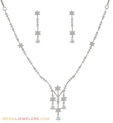 Signity Necklace set ( White Gold Sets )