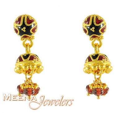 Gold MeenaKari Earrings ( 22Kt Gold Fancy Earrings )