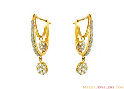 22k Fancy Gold Hoop Earrings  ( Clip On Earrings )