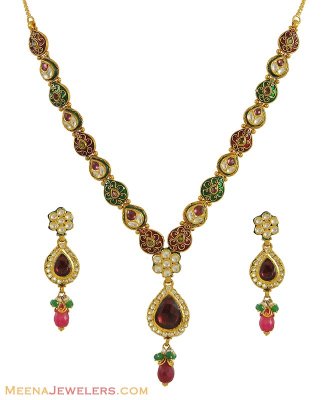 22k Designer Kundan Set ( Antique Necklace Sets )