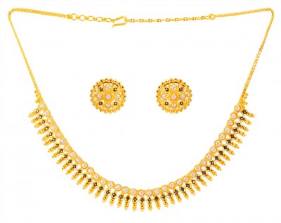 22karat Gold Pearl Necklace Set ( Light Sets )