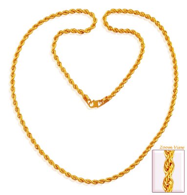22k Rope Chain (22 Inch) ( Men`s Gold Chains )