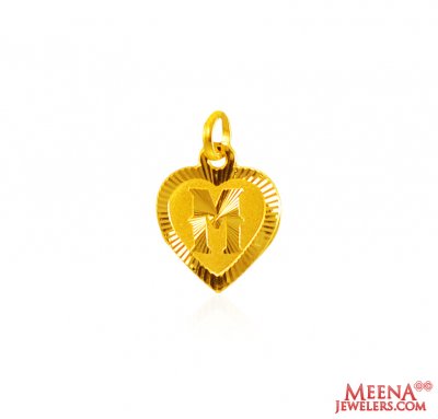 22Kt Gold Initial Pendant (M) ( Initial Pendants )