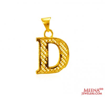 22Kt Gold Initial Pendant (D) ( Initial Pendants )