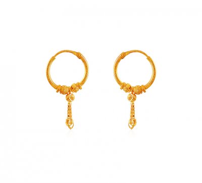 22k Gold Bali Earrings - ErHp18279 - 22K Gold Hoop Earrings, commonly ...