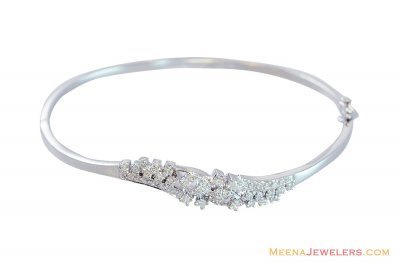White Gold Diamond Studded Bangle ( Diamond Bracelets )
