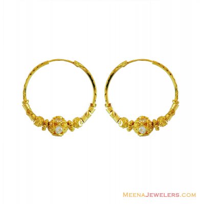 22K Indian Hoop Earrings - ErHp12869 - 22Kt Gold Indian Hoop Earrings ...