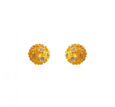 Two Tone Circle Earrings ( 22 Kt Gold Tops )