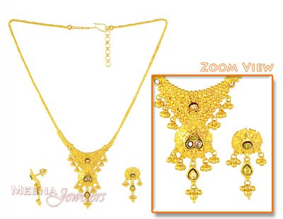 Gold Indian Necklace Set ( 22 Kt Gold Sets )