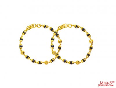 22K Gold Kids Bead Bracelet  ( Black Bead Bracelets )