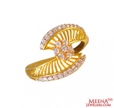 22Kt Gold and CZ Designer Ring ( Ladies Signity Rings )