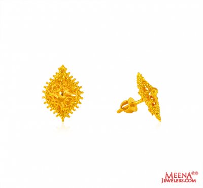22 Karat Gold Tops - ErGt26580 - 22k Gold Traditional Earrings designed ...