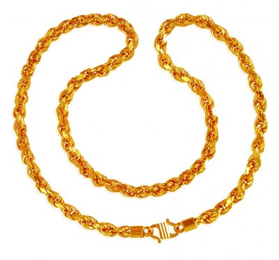 22Kt Gold Rope Chain (24 In) ( Men`s Gold Chains )