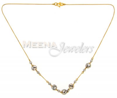 22 Kt Gold Chain With Cubic Zircon ( Necklace with Stones )