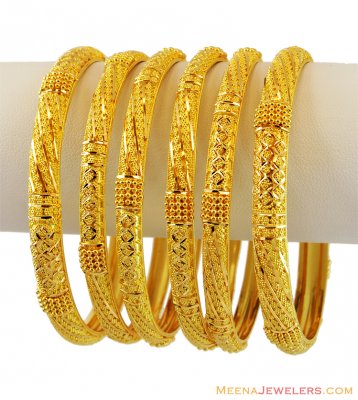 22k Fancy Gold Bangles(2 SIDE KADA ONLY) - BaSt13221 - 22k yellow gold ...