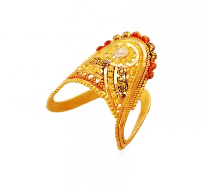 22K Gold Vanki Ring - RiLg18441 - 22K Gold Ring designed in a South ...
