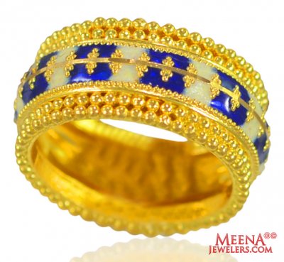 22K Gold Traditional Meenakari Ring ( Ladies Gold Ring )