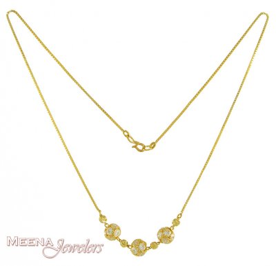 22k Gold Chain with CZ ( Necklace with Stones )