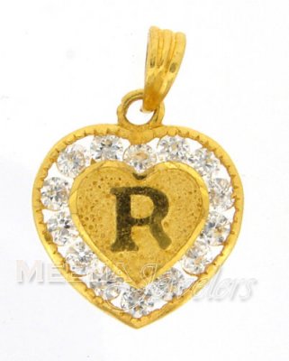 22Kt Gold Pendant with Initial(R) ( Initial Pendants )