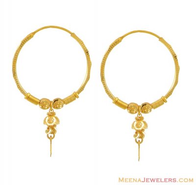 22k Gold Bali Earrings ( Hoop Earrings )
