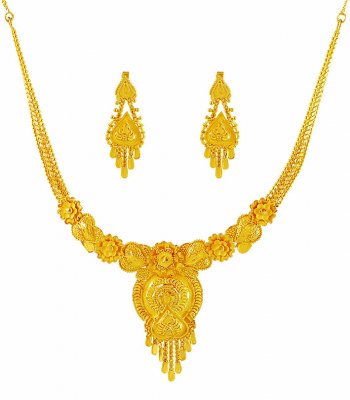 Beautiful 22K Necklace Earring Set ( 22 Kt Gold Sets )