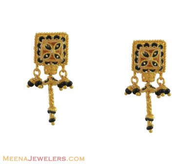 Designer Earrings With Hangings ( 22 Kt Gold Tops )