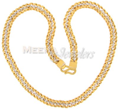 22 Kt Gold Mens Two Tone Chain ( Men`s Gold Chains )