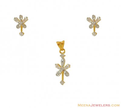 22k Gold pendant and earring set ( Fancy Pendant Set )