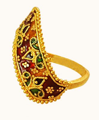 22K Gold Meenakari Ring  ( Ladies Gold Ring )