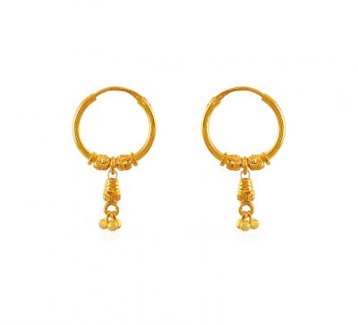 Hoop Earrings 22K Gold - ErHp18285 - 22K Gold Bali or Hoop Earrings ...