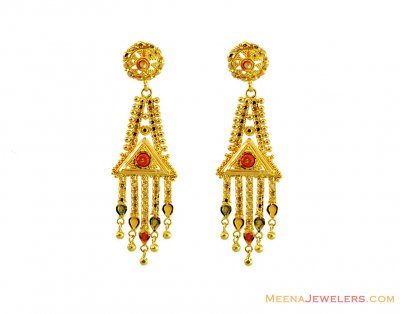 Indian Gold Earrings 22K ( 22Kt Gold Fancy Earrings )