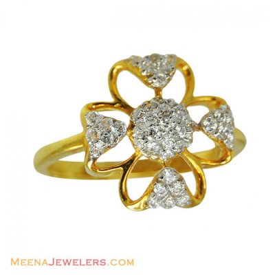 Fancy Signity Floral Ring 22K ( Ladies Signity Rings )