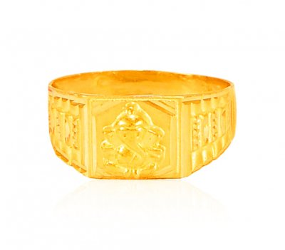 22K Gold Ganesh Mens Ring ( Religious Rings )