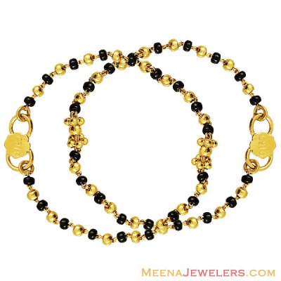 22k Black Beads Kids Bracelet ( Black Bead Bracelets )