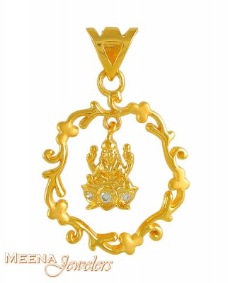 22K Gold Laxmi Pendant with CZ ( Ganesh, Laxmi and other God Pendants )