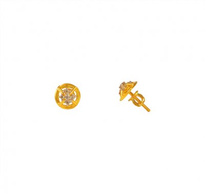 22K Gold Signity Earrings ( 22 Kt Gold Tops )