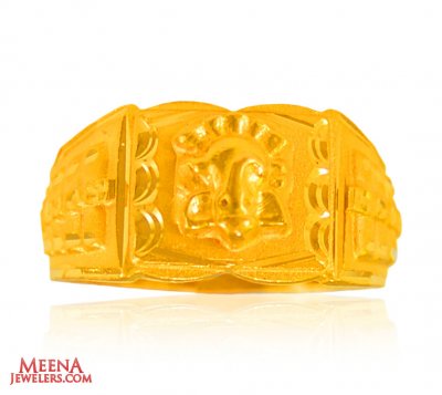 22K solid Gold Ganesha Mens Ring ( Religious Rings )