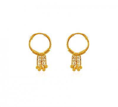 22K Gold Bali Earrings ( Hoop Earrings )