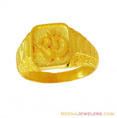 22k Gold Mens Om Ring - RiMs13328 - 22k Gold Mens Ring with sign of ...