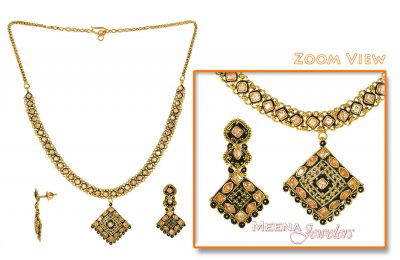 22Kt Gold Antique Necklace Set ( Antique Necklace Sets )