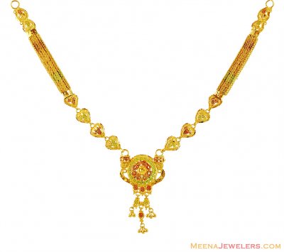 22K Gold Three Tone Necklace Only ( Light Sets )